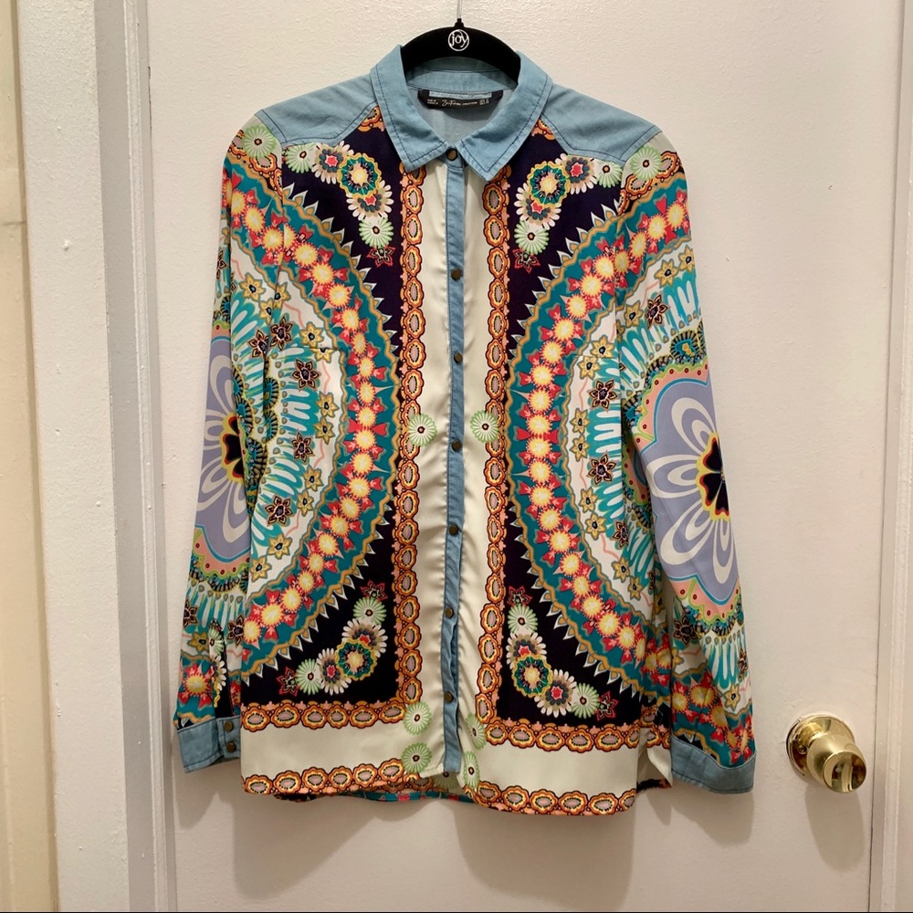 Zara Boho Print Button-up Shirt
